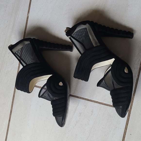 CHANEL Suede Mesh Zip Cap Toe Heels [size 37] - Picture 4 of 15